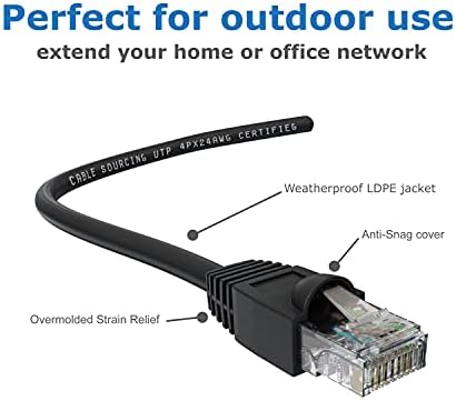 Kablo Kaynağı-131ft (40m) CAT6, Harici ve Dahili, Ethernet, %100 Katı Bakır, HD Kalite, 10GBASE-T (10-Gigabit), Yüksek Hız