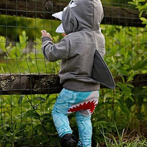 Unisex Bebek Sonbahar Kış Köpekbalığı kapüşonlu Sweatshirt Bebek Erkek Kız Hoodies Kanguru Muff Cepler ve Köpekbalığı Yüzgeci