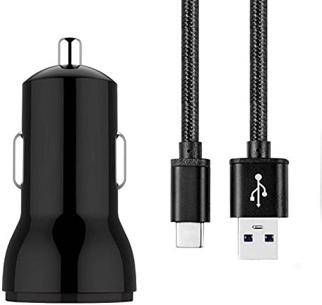 Araç Şarj 1A Siyah Hızlı Adaptör Portu USB Çakmak + Siyah Tip-C Kablo Samsung Galaxy Tab S3 SM-T820 Tablet