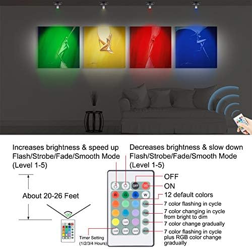 LUXSWAY Pille Çalışan LED Spot Işıklar Kapalı, Kısılabilir Kablosuz Vurgu Işıkları, Uzaktan Kumandalı 12 Renk Değiştiren Disk