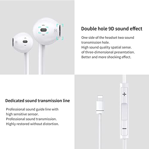 2 Paket Kablolu Kulaklık Kulaklık, İzole etmek için Kulaklıklar, Dahili Mikrofon ve Ses Kontrolü ve Gürültü İptali iPhone7-13