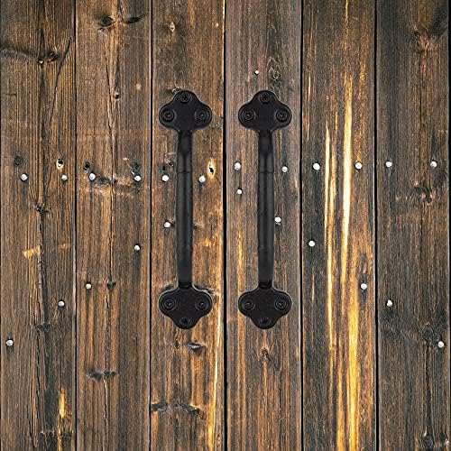9 Ahır Kapı Kolu Siyah Rustik Dökme Demir Sürgülü Kapı Kolu, ağır Vintage Metal Kapı Çekme Donanım için Çit, Kapı, Metal Antika