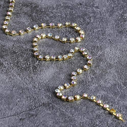 1 Rulo Rhinestone Zinciri, altın/Gümüş Kristal Zincir DIY Kolye Takı için, cep Telefonu Kılıfı, elbise veya Düğün Dekorasyon(3.6