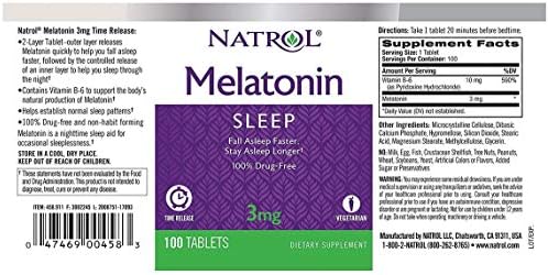 Natrol Melatonin Zaman Salımlı Tabletler, 3mg, 100 Sayım