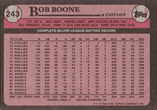 Beyzbol MLB 1989 Topps 243 Bob Boone NM-MT Melekler