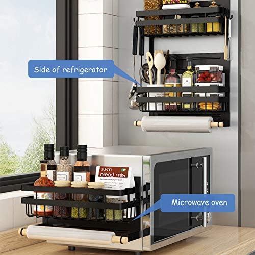HYISHION Buzdolabı Depolama Raf, Manyetik Baharat Raf Buzdolabı Depolama Raf, 3 Katlı Buzdolabı Organizatör Raf, Mutfak Manyetik