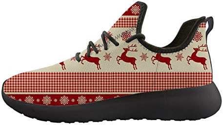 Owaheson Çirkin Noel Ren Geyiği Kar Tanesi Unisex Yetişkin Spor Ayakkabı Tenis Nefes Koşu Hafif ayakkabı Slip-on Sneaker
