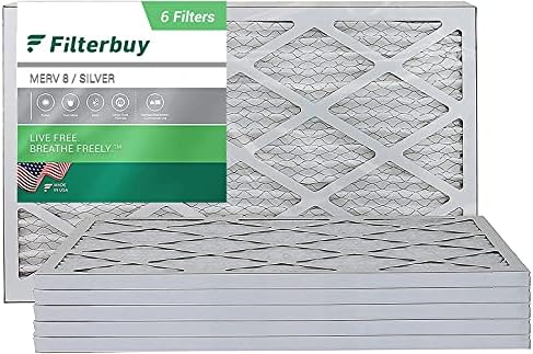 Filterbuy 16x25x1 Hava Filtresi MERV 8, Pileli HVAC AC Fırın Filtreleri (6'lı Paket, Gümüş)