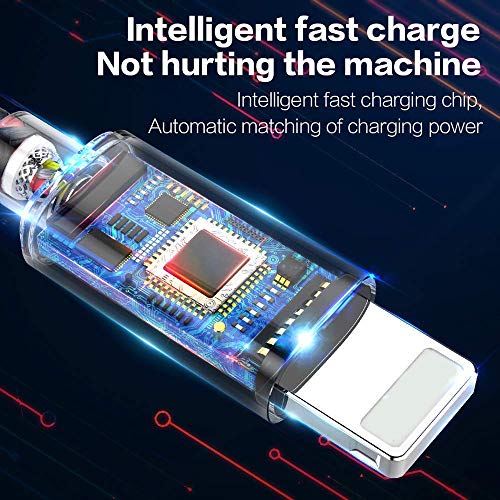 iPhone şarj cihazı, 5 Paket (3/3/6/6/10FT) MFi Sertifikalı Yıldırım Kablosu Yüksek Hızlı Naylon Örgülü USB Hızlı Şarj veri