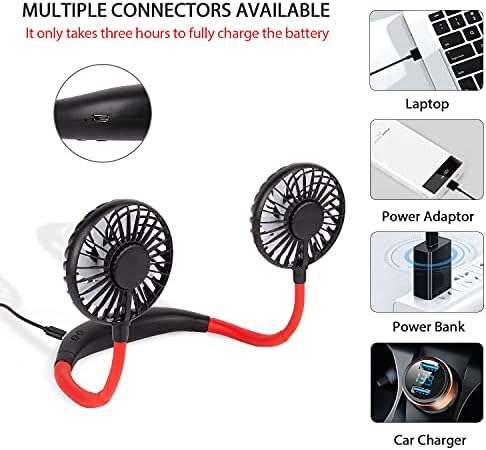 BRİGENİUS Eller Serbest Taşınabilir Boyun Fanı, şarj Edilebilir Mini USB Kişisel Fan Pil Kumandalı Kolye Fanı Ev Ofis Seyahat