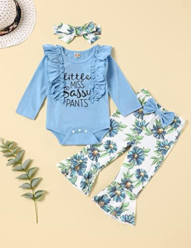 bilison Yenidoğan Bebek Kız Giysileri Inek Desen Tops + Batik Flare Pantolon Kafa Bandı ıle 3 adet Bebek Sonbahar Kış Kıyafetler