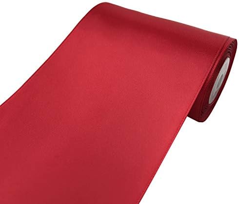 QİANF 4 inç Geniş Düz Renk Hiçbir Solma Çift Yüz Saten Kurdele Sandalye Kanat için Harika - 10 Yard (299-Kırmızı)