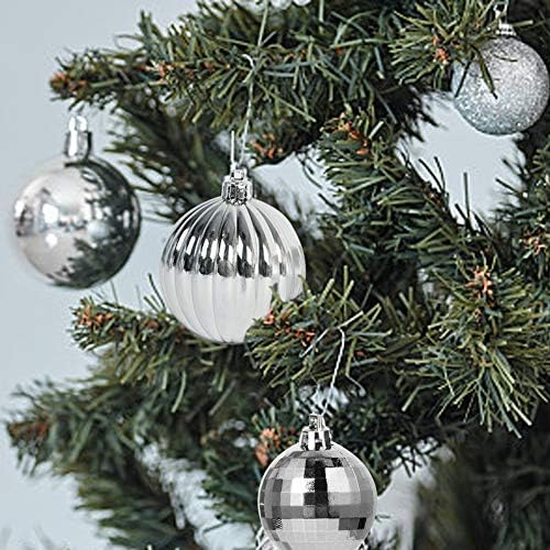 Lulu Ev Noel Top Süsler, 34 Ct Noel Ağacı Süsleri, Tatil Asılı Topları (Gümüş, 1.57)