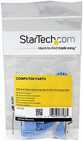 StarTech.com Topraklama Telli ESD Anti Statik Bilek Kayışı Bandı-AntiStatik Bilek Kayışı-Anti-statik bilek bandı (SWS100),Mavi