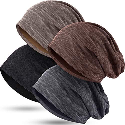 4 Adet Hımbıl Bere Şapka Baggy Kafatası Uyku Kap Streç Örgü Uyku Şapka Şapkalar Başkanı Wrap Kap Erkekler Kadınlar için
