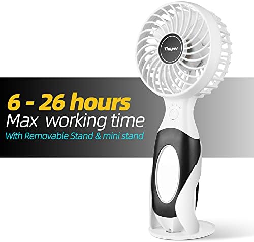 viniper El Fanı, Mini Kişisel Fan: 3 Hız, 6-26 Saat Çalışma, Mini Aynalı 3600mAh Şarj Edilebilir Taşınabilir Fan, Ev/Ofis/Seyahat