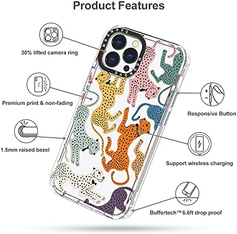 MOSNOVO ile Uyumlu iPhone 13 Pro Max Durumda, sevimli Cheetah Baskı Kız Kadın Erkek için [Buffertech Darbeye ] Şeffaf TPU Tampon