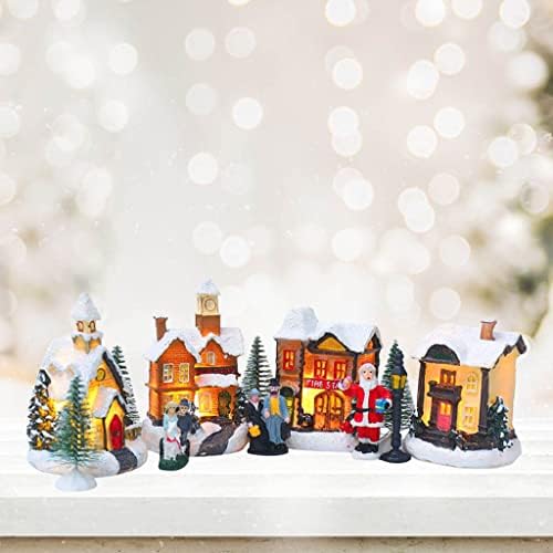 TOOYFUL 10 Adet Sıcak led ışık Merry Christmas Aydınlık Ev Reçine Kar Ağacı Tahsil Binalar Küçük Köy Görüntüler Dekorasyon