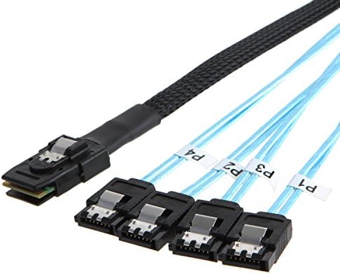CableCreation Mini SAS 36Pin (SFF-8087) Erkek 4 SATA 7pin Dişi Kablo, Mini SAS Ana Bilgisayar / Denetleyici 4 SATA Hedef /