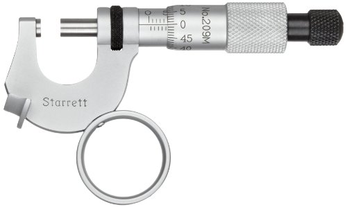 Starrett 209MRL Can Kıvırmak Mikrometre, Cırcır Durdurma, Kilit Somunu, 0-12. 5 mm Aralığı, 0.001 mm Mezuniyet