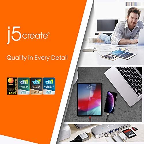 j5create USB Tip-C için 7-Port USB 3.0 Veri Hub ile 3 ft Genişletilmiş Cale [20 W Güç Adaptörü Dahil] için Mac, MacBook, Windows,