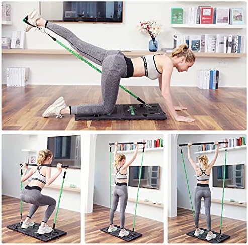 VÜCUT RİTMİ Taşınabilir Ev Jimnastik Salonu Egzersiz Ekipmanları - 150 lbs Direnç Bantları, Katlanabilir Çubuk, Tutamaklar