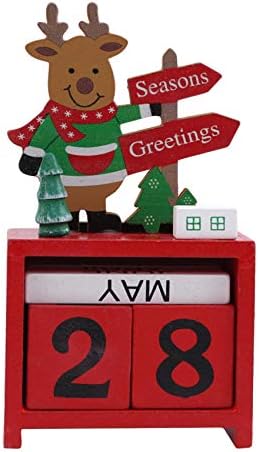 DONGMİNG Ahşap Advent Takvim Numaraları DIY Masaüstü Noel Dekorasyon,Kırmızı (geyik), 2.761.385.12 inç
