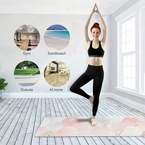 MCHIVER Seyahat Yoga Mat Kaymaz-Girly Pembe Arka Plan Katlanabilir egzersiz matı Hafif egzersiz matı ile Çanta Ter Emici Kapak
