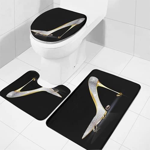 Huayuanhurug Diamonds ıle Moda Lady Yüksek Topuk Ayakkabı Banyo Paspasları Kaymaz Emici Tuvalet Klozet Kapağı Banyo Paspas
