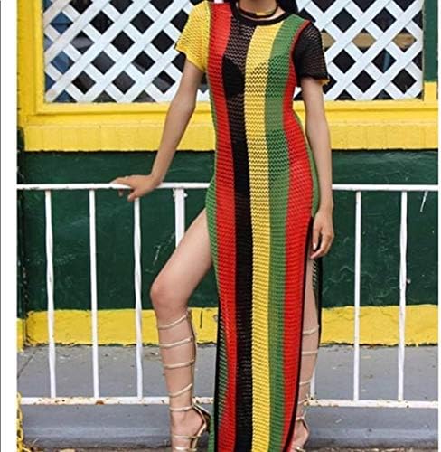 Clossy Londra 100 % Mısır Pamuk Bayanlar Rasta Jamaikalı Çalışma Dize Elbise Renkli Hip Hop Dans Kulübü Elbise Plaj Mayo Kapak