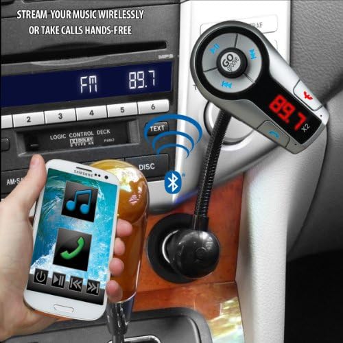 GOgroove FlexSMART X2 USB Şarjlı Araç Radyosu için Bluetooth FM Verici, Çok Noktalı Eşleştirme, Müzik Kontrolleri, Eller Serbest