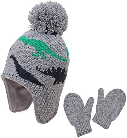 Bebek Yürüyor çocuk Kış Şapka ve Eldiven Set Örgü kış Kulaklığı Beanie Sıcak Polar Kap Erkek Kız için