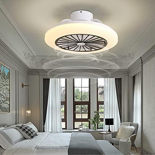LED ışıkları ile Modern Tavan Fanı, 19.7 İnce Kapalı Çağdaş Tavan Fanı 3 Renk Değiştirme Sessiz Fandelier Ayarlanabilir 6 Dosya