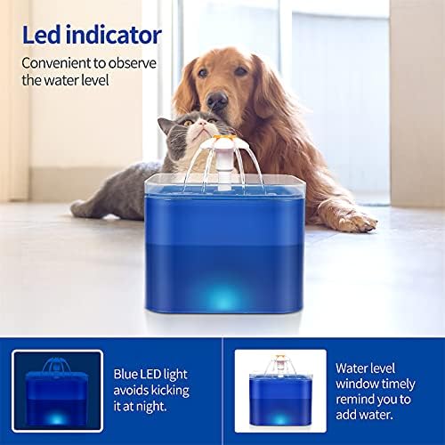 MitasQ Kedi Su Çeşmesi, LED ışıklı Köpek su kasesi Dispenseri, Filtre, Ultra Sessiz Elektrikli Otomatik Evcil Hayvan İçme,