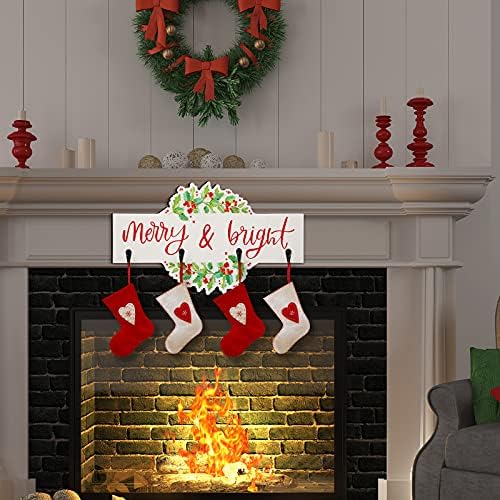 Noel Duvar Çorap Tutucu Ahşap Çorap Askı Merry Xmas Parlak Çorap Tutucu Duvar anahtar tutucu Standı Baskılı Noel Ahşap Işareti