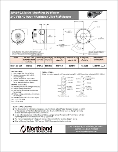 Northland Motor Teknolojileri BBA14-22 Serisi 240V Bypass (BBA14-222UEB-31)