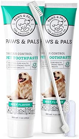 Paws & Pals Köpek Diş Fırçası-Fırça, Diş Macunu ve Çift Parmak Fırçalı Pet Diş Bakım Seti-Köpek, Kedi, Köpek Yavrusu, Yavru
