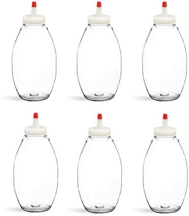 12 fl oz Plastik (PET) Sıkmak Çeşni Şişeleri ile Kırmızı Uç Kapağı (6 paketi) BPA-ücretsiz