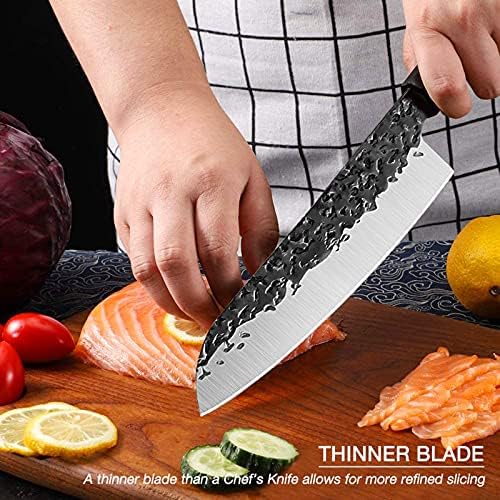 Kasap bıçağı ve Santoku Bıçak Seti Ultra Keskin et Cleaver Bıçak ile Santoku Bıçak Japon Profesyonel Alman Yüksek Karbon Çelik