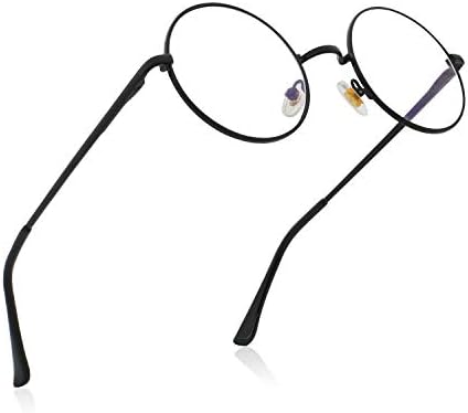DİREBAN mavi ışık engelleme gözlük Retro daire Inspired gözlük yuvarlak bilgisayar okuma gözlüğü (Siyah)