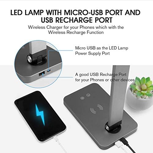Kablosuz Şarjlı LED Masa Lambası, USB Şarj Portlu Mafiti Led Masa Lambası, 5 Aydınlatma Modu,3 Parlaklık Seviyesi, Dokunmatik