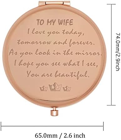 Seyahat Ayna , Gül Altın Kompakt Ayna,Kompakt makyaj aynası Hediye,Kadınlar için Hediyeler, Komik Doğum Günü, Eşim için, Aşkım.