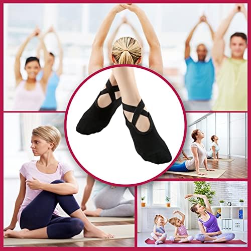 WishLotus Yoga Çorap, 2 Pairs Kaymaz Yoga Çorap, Anti-skid Spor Çorap ile Elastik Çapraz Askıları için Kadın ve Kız