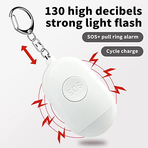 RİGO Kendini Savunma alarmlı anahtarlık Seti USB Şarj Edilebilir Kişisel Savunma Cihazı ile acil durum led'i el feneri Güvenli