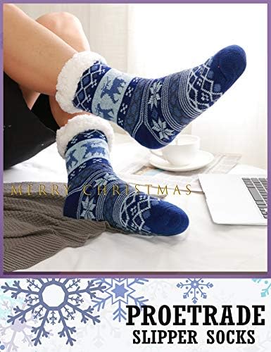 ProEtrade Terlik Bulanık Kabarık Çorap için Erkek Kış Rahat Kabin Sıcak Kalın Polar Rahat Kaymaz Noel Çorap Sapları ile Ev