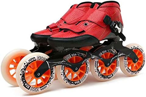 HSTFR Hız kayak ayakkabıları Çocuklar için-Acemi Profesyonel Paten Karbon Fiberinline Paten Ayakkabı, 4 Tekerlekler Paten Erkek
