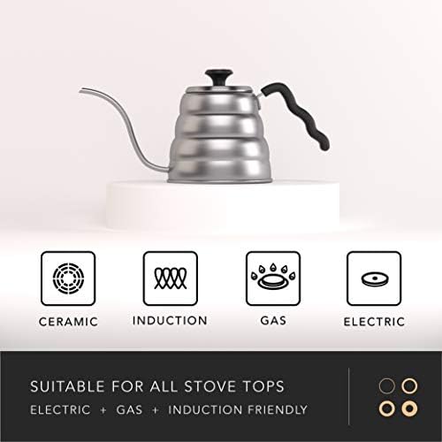 Motte Essentials-Gooseneck Su Isıtıcısı-Termometreli Paslanmaz Çelik Çaydanlık-Kahve Su Isıtıcısının Üzerine Dökmek ve İndüksiyon