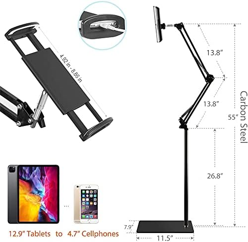 Tablet Zemin Standı, Tepegöz Kameralı Telefon Montaj Açısı Yüksekliği Ayarlanabilir Tutucu, Evrensel Zemin Standı iPhone iPad
