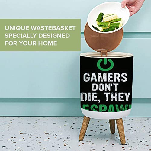 Küçük çöp tenekesi Kapaklı Video Oyun T Shirt Tasarım çöp tenekesi Yuvarlak çöp tenekesi Basın Kapak Köpek Geçirmez çöp tenekesi