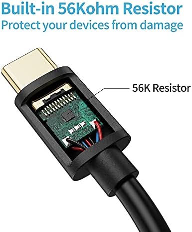 [3 Paket] USB C'den USB A Kablosuna 3A Hızlı Şarj, Kablo Oluşturma 4ft USB C'den 56K Ohm Dirençli Bir Kabloya, Galaxy S8 S9